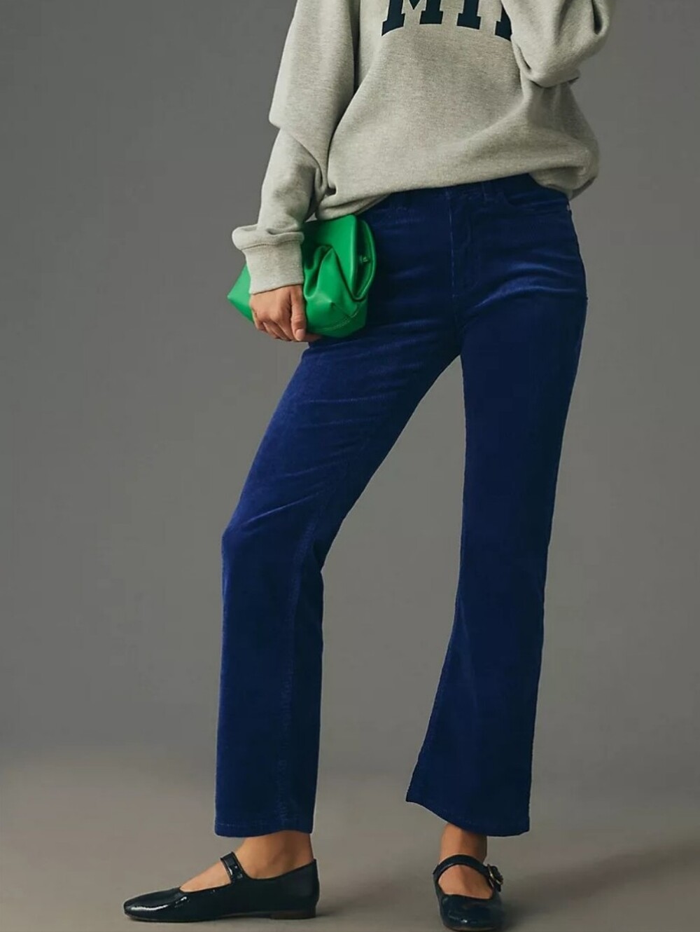 Anthropologie Pilcro Yaya Mid-Rise Corduroy Crop Flare Jeans in Blue • NEW!